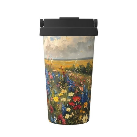 

KLL Vibrant Wildflower Meadow Pattern Stainless Steel Vacuum Insulated Tumbler - Carry Insulated Coffee Mug - Reusable Insulated Cold Brew Iced Coffee Cup Thermos