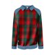 thumbnail image 5 of RKSTN Women's Plaid Print Sweatshirts Oversized Lapel Denim Patchwork Stitching Pullover Top Womens Casual Plus Size Turndown Collared Loose Long Sleeve T Shirts Trendy Retro Streetwear Sweatshirt, 5 of 5