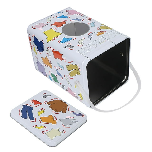 Caja De Almacenamiento De Detergente Para Ropa, Contenedor De Papelería De Hojalata Simple Y Delicado, Y Seguro, Multiusos Con Asa Para Baño