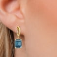 thumbnail image 3 of Gem Stone King 14K Yellow Gold Persian Blue Moissanite and Lab Grown Diamond Earrings for Women | 4.05 Cttw | Gemstone Birthstone | Octagon 9X7MM, 3 of 6