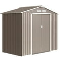 thumbnail image 1 of 7' x 4' Garden Storage Shed w/ Foundation Kit and Double Doors Light Brown, 1 of 10