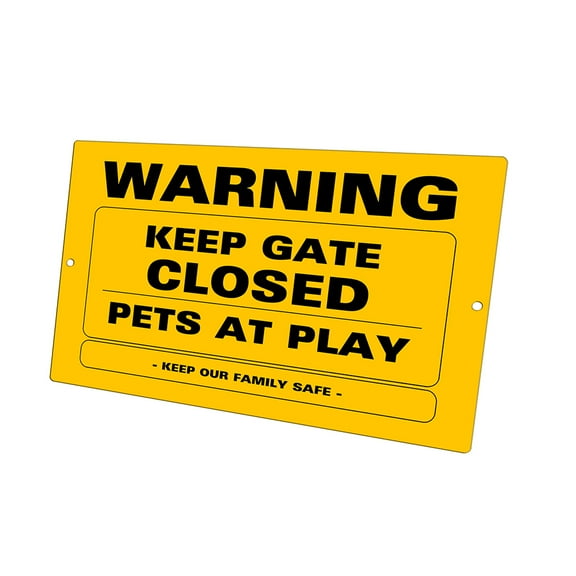 KuzmarK Yard Lawn Fence Sign - Keep Gate Closed Pets At Play
