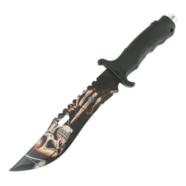 Defender 13' Hunting Knife Rubber Handle Skull Finge Blade Outdoor Camping Sharp