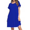 thumbnail image 1 of Nouvelle Robe Unie à Manches Courtes pour Femmes Robe Décontractée en Ligne, 1 of 5