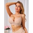 thumbnail image 4 of INSPIRE CHIC Women's French Plunge Lace Push Up Underwire Anti-Sagging Bra Fixed Cup Adjustable Straps Lingerie C 38 Beige, 4 of 4