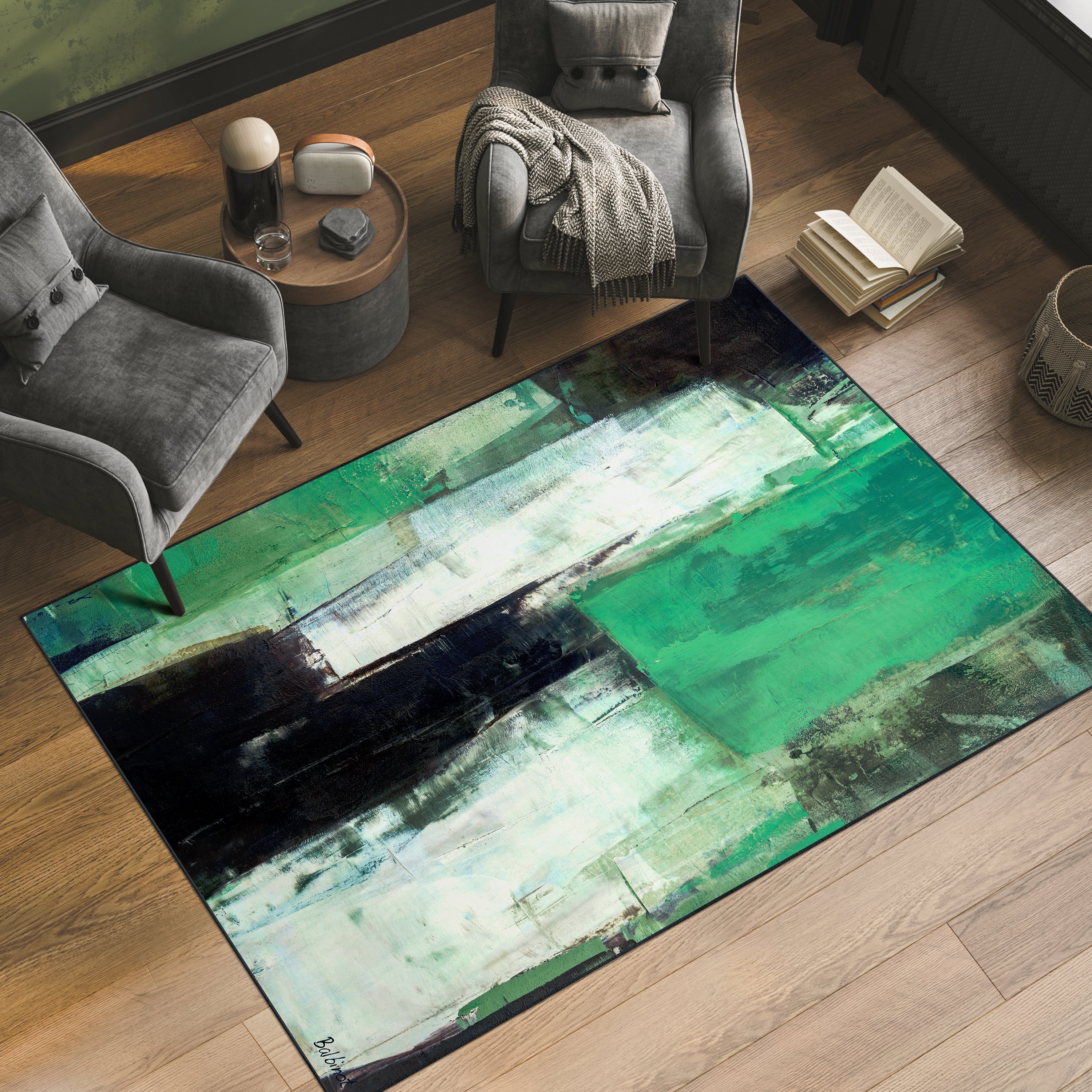 Verdure Washable Abstract Art Area Rug size 5'x8', Power-loomed, Heavenly Softness with Non-Slipping Backing