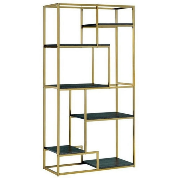 Pemberly Row 6 Shelf Bookcase in Champagne