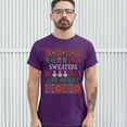 thumbnail image 3 of Tee Hunt May Your Sweaters Be Ugly and Bright T-Shirt Christmas Snowmen Men's Tee, Purple, 3X-Large, 3 of 5