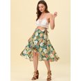thumbnail image 4 of INSPIRE CHIC Falda cruzada midi de chifón con dobladillo asimétrico y cintura alta con purpurina floral para mujer Verde XL, 4 of 4