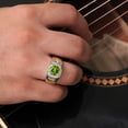 thumbnail image 4 of Gem Stone King Men's 925 Silver and 10K Yellow Gold Cushion Checkerboard Green Peridot and White Lab Grown Diamond Ring (2.76 Cttw) | Size 8, 4 of 6