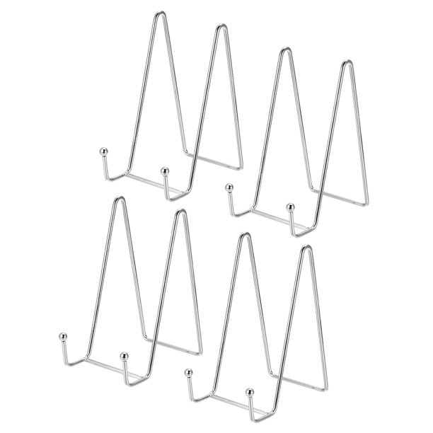 Uxcell 6 Inch Plate Stands for Display, Iron Easel Holder Silver Tone