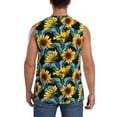 thumbnail image 4 of Lsque Blue Batterflies Sunflower Print Men's Cotton Blend Sleeveless Muscle Shirts (S-3XL)- Moisture Wicking, Odor Protection, UPF 30+,3X-Large, 4 of 8