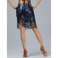 thumbnail image 3 of FEOYA Womens Triangle Coins Wrap Scarf Belly Dance Hip Fringe Scarf Latin Dance Hip Scarf Sequins for Tango Samba Cha-cha Salsa Rumba Outfits Blue, 3 of 7