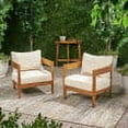 thumbnail image 3 of GDF Studio Burrough Outdoor Acacia Wood Club Chairs with Cushions, Set of 2, Teak and Beige, 3 of 10