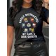 thumbnail image 1 of Relaxed] Pray for Los Angeles Graphic T-Shirt - Women’s Casual Short Sleeve Crew Neck Top, Black with Orange & Yellow Letter Print, Lightweight Polyester, Perfect for Summer, 1 of 7