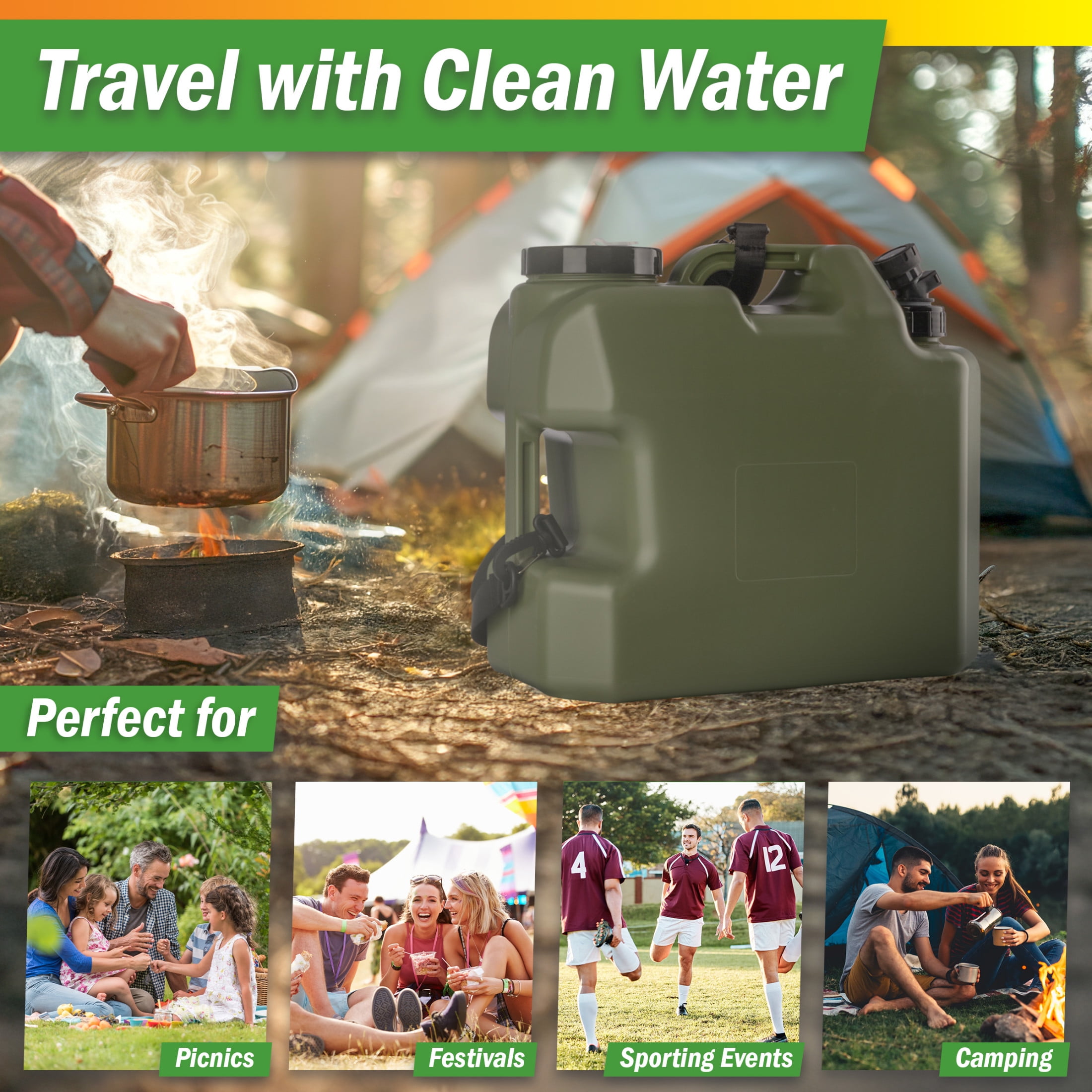 Wakeman Outdoors Camping Water Jug with Spigot - 4.75 Gal BPA Free No Leak Water Container