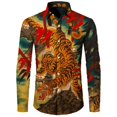 thumbnail image 4 of Camisa con botones y cuello vuelto para hombre con estampado 3D de tigre, estilo chino, vintage, de manga larga, para fiesta hawaiana, ropa de calle, 4 of 5