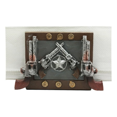 Ebros Wild Wild West Texas Star And Six Shooter Pistols Country Western Cowboy Napkin Holder Decorative