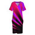 thumbnail image 3 of Vestido de graduación de rayos de luz de neón para mujer vestido de bolsillo suelto rosa morado Rojo, 3 of 6