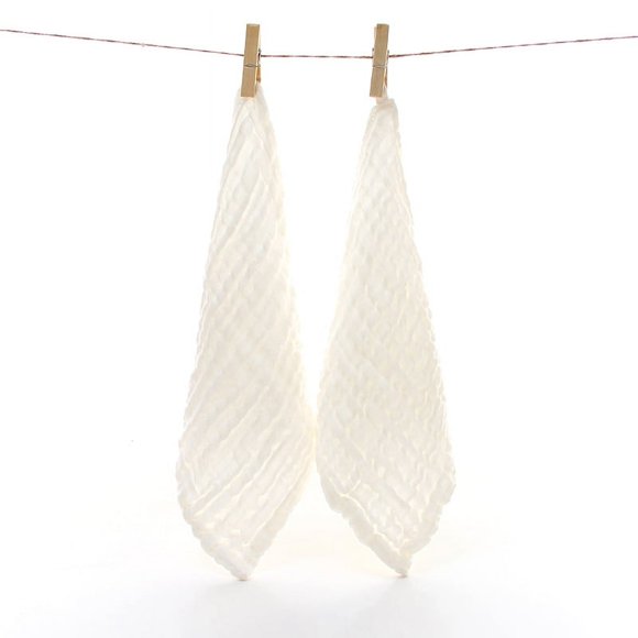 Lingettes en Mousseline pour Bébé - Lingettes pour Bébé en Coton Mousseline Naturel - Serviette Douce pour le Visage de Nouveau-Né et Débarbouillette en Mousseline pour Peau Sensible - Registre de Bébé pour Shower Blanc 30*30