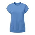 thumbnail image 7 of ibuvkizy Womens Hoodless Sweatshirts Cuffed Cap Sleeve Crew Neck Front Kangaroo Pocket Loose Fit Pullover Casual Athletic Workout Layering Tops Solid Colors for Yoga Running,S, 7 of 7