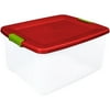 Sterilite Color Accented Latch Box, Set of 6, Brilliant Red/Everglade Green