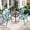 Black Table/4 Light Blue Chair, variant on CHINNLUU Outdoor Dining Set for 6,7pcs Patio Table and Chairs Set with Adjustable Umbrella Hole,Heavy Duty 63”x37.8” Metal Dining Table and Stackable Patio Chair for Yard, Garden, Porch