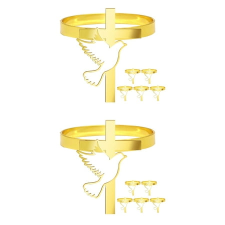 

Raindrops 12 pcs Peace Dove Cross Napkin Holder Baptism Cross Napkin Rings Alloy Napkin Buckles Church Decor