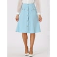 thumbnail image 3 of DARING DIVA Women's A-Line Button Front Formal Knee Length Skirt XL Blue, 3 of 6