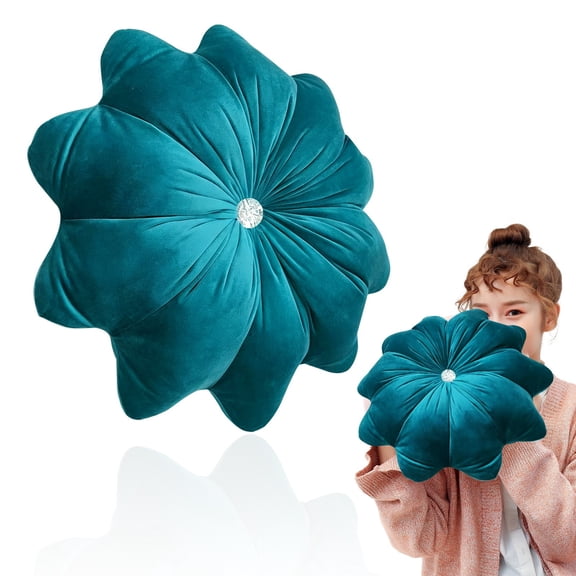 Flower Pillow,Velvet Flower Shaped Decorative Throw Pillows,Washable Velvet Soft Round Floral Cushion,Pleated Tufted Velvet Pad for Sofa,Comfortable Floor Pillow for Ornate,Bed,Floor,Couch