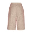 thumbnail image 4 of Striped Bermuda Shorts for Women Linen Shorts Knee Length Wide Leg Ladies Petite Casual Summer Long Shorts Pink L, 4 of 5