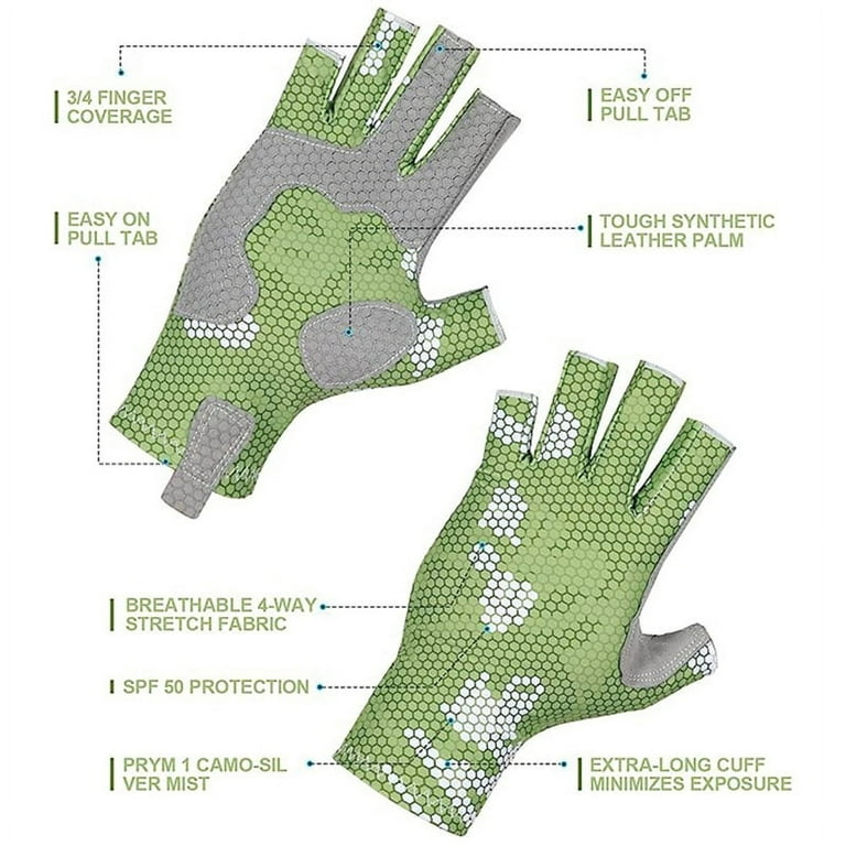 Fishing Gloves with Silicone Anti- Design - Comfortable, Breathable Fishing  Gloves with Sunny Protection,Green 