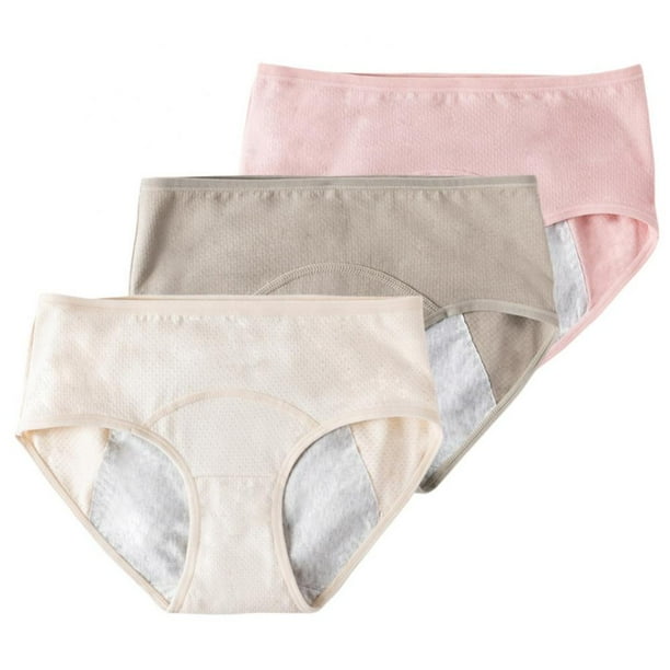 3 Pack Teen Girls Period Panties Cotton Leakproof Menstrual Underwear for First Period Starter