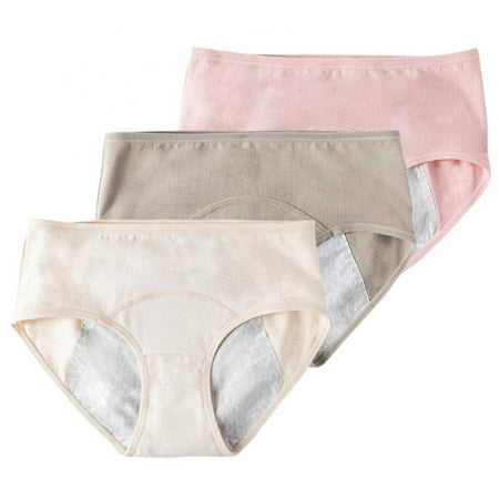 

Spdoo 3 Pack Women Menstrual Panties Mid-Rise Teen Girls Period Underpant Leak-Proof Organic Cotton Briefs