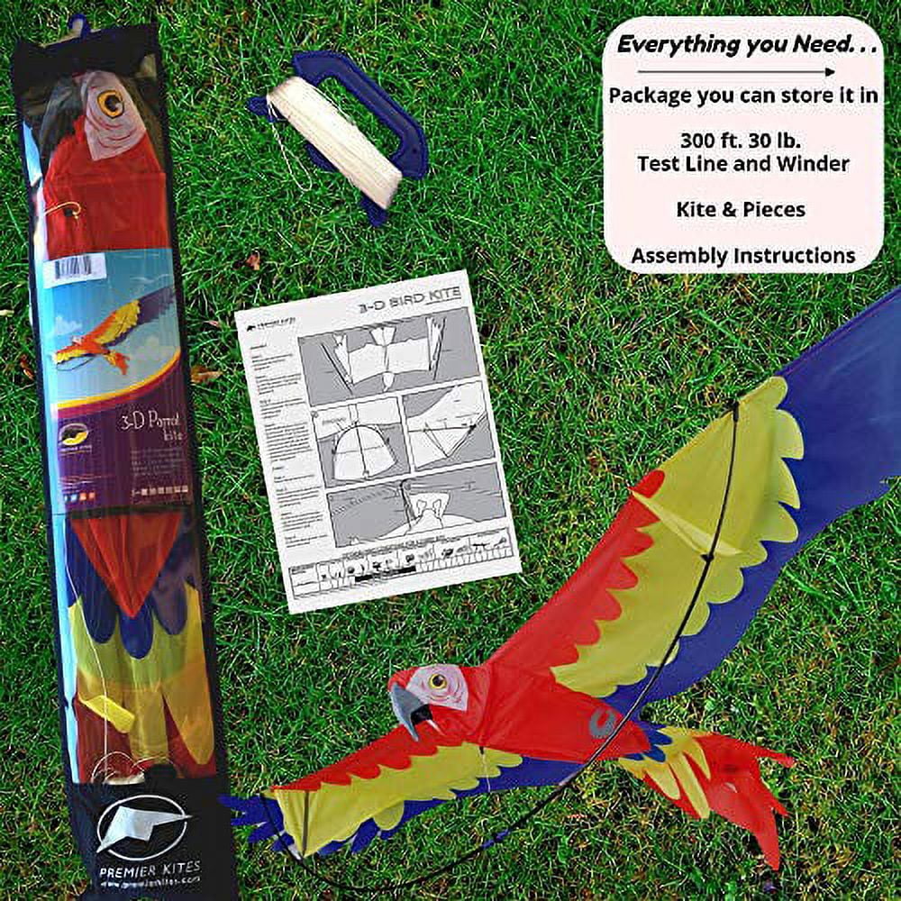 Premier Kites 7 Ft Parrot 3D Kite Big Kite for Adults and an Easy to Fly Kite for Kids | Extra Large Kite Has a Huge 86 inch Wingspan and a 41 inch Body