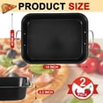 thumbnail image 2 of 2 Pack Detroit Style Pizza Pan 10 x 14 x 2.2 Inch with Handle Hard Rectangular Deep Pizzas Pans Non Stick Sicilian Style Pizza Pan Dish Pre Seasoned Bakeware Kitchenware, 2 of 6