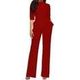 thumbnail image 3 of pstuiky Womens Jumpsuits, Solid Color Casual Long Palazzo Pants Trousers Modern Fit Womens Romper Red S, 3 of 5