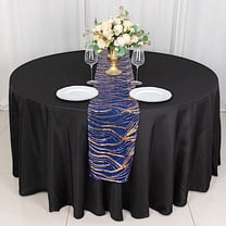 BalsaCircle 12x108 in Royal Blue Gold Mesh Wavy Embroidered Sequins Table Runner Party Events Reception Decorations Supplies