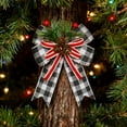 thumbnail image 5 of Shoreew Christmas Burlap Plaid Bow with Pine Cones Pine Needles Large Buffalo Plaid Bow Xmas Wreath Checkered Bow for Holiday Crafts Home Party Tree Decor, 5 of 5