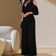 thumbnail image 4 of 2025 Women Summer Jumpsuit Off Shoulder Hollow Out Half Sleeves Deep V Neck High Waist Dress-up Wide Leg Deep Crotch OL Style Summer Jumpsuit Women Cl, 4 of 5