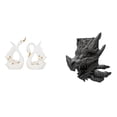 thumbnail image 1 of Elegante conjunto de escultura de cisne y sujetalibros de cerámica para estantería, armario o escritorio. Ideal para decoración del hogar. Soporte dec, 1 of 8