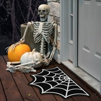 SDJMa Halloween Bath Mat, Washable Non-Slip Spider Web Bathroom Mat, Gothic Area Rugs for Front Door Bedroom Living Room Halloween Party Supplies Home Decor, 16x32 inch