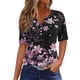 thumbnail image 2 of TaTaai Ladies Loose Casual V Neck Button Tops Random Print Short Sleeve Blouses Fashion Soft Lightweight Comfy Daily Vacation Party Wear Gift, 2 of 7