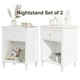 thumbnail image 2 of PAPROOS Set of 2 Nightstand, End Table Side Table with Wooden Drawer, Bedside Table for Bedroom, Closet, Dorm, White - 2PC, 2 of 12