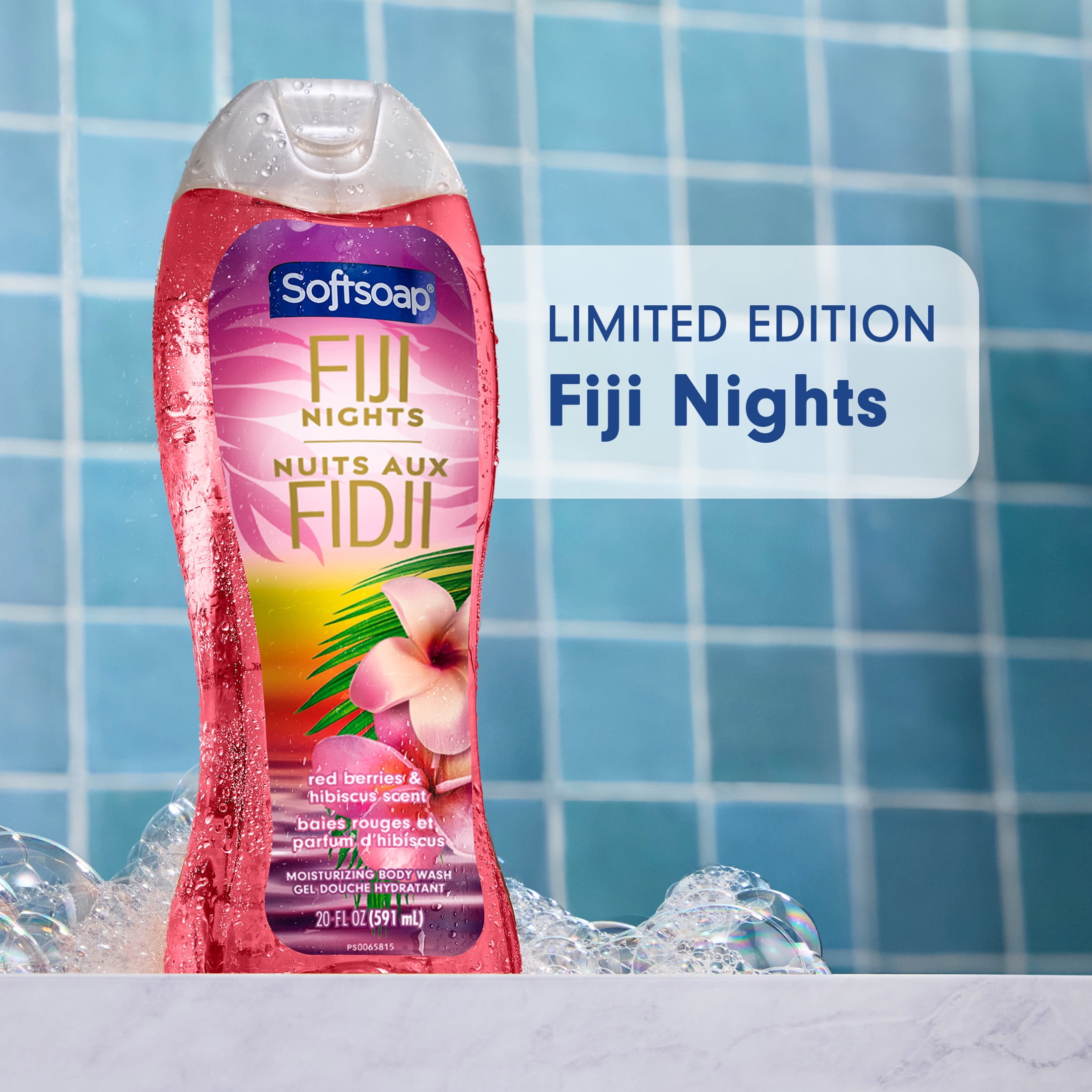 Softsoap Fiji Nights Moisturizing Body Wash, pH Balanced, Red Berries and Hibiscus Scent, 20 fl oz