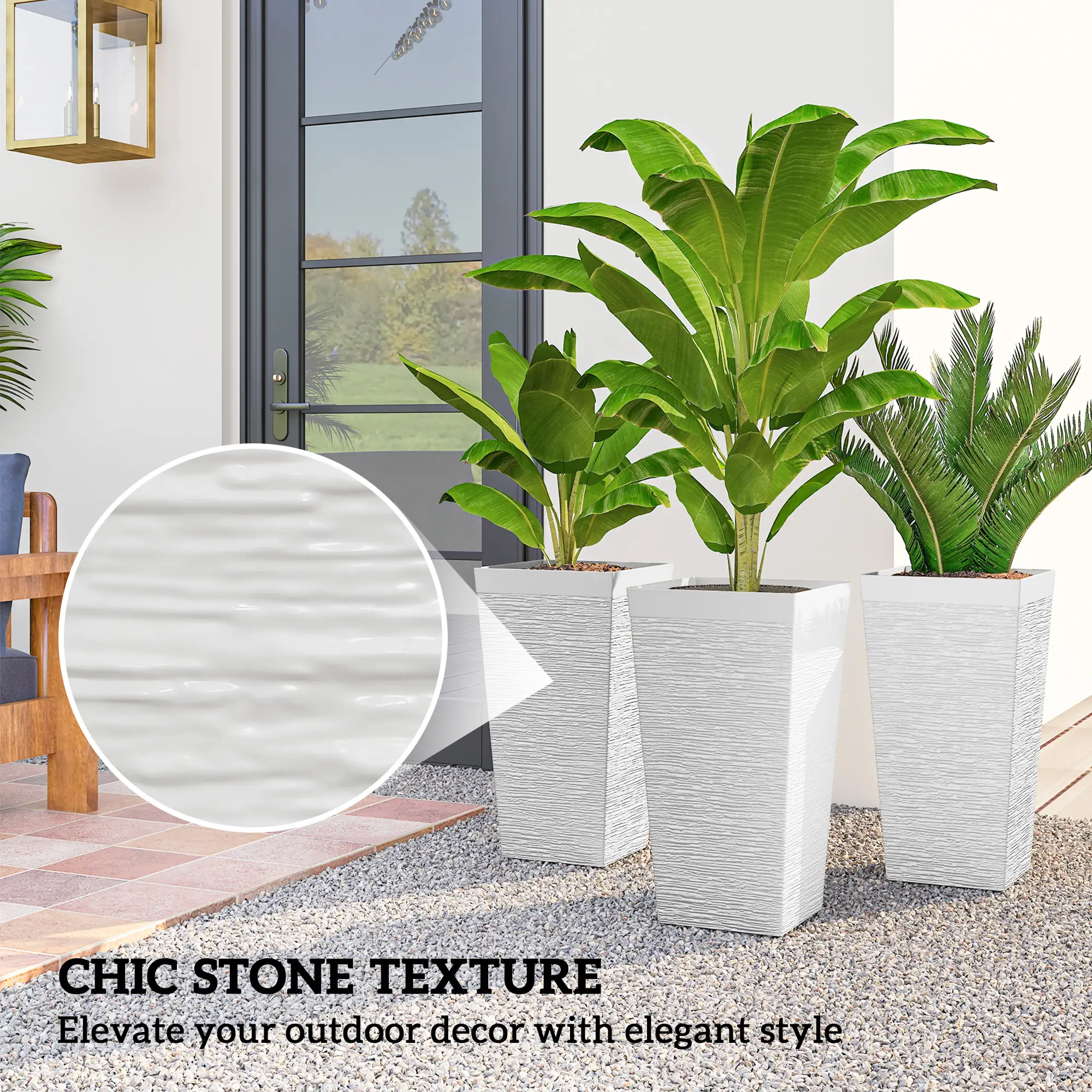 Set of 3 Plastic Flower Pots