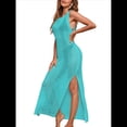 thumbnail image 2 of Traje de Baño de Verano para Mujer, Informal, Transparente, de de Crochet Azul y Verde M, 2 of 8