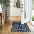 thumbnail image 2 of ODIKA 2'x3' Blue Navy Geometric Southwestern Block Washable Throw Rug Vintage Motif Design With Rainbow Arches for Hallway, Study Room, Non-Slip Low Profile, Flatwoven, 2 of 7