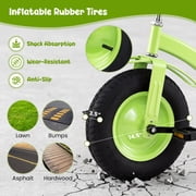 Gymax Kids Tricycle w/15 Inch Inflatable Rubber Tires Adjustable Handlebar & Seat Green