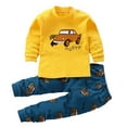 thumbnail image 1 of Hiiyo Little Boys Pajama Set Cartoon Print Long Sleeved Top Pants Sleepwear Homewear PJs, 1 of 2